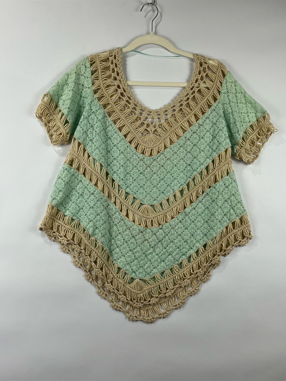 Umgee Cotton Blend Crochet Lace Openwork Layering Tunic Top Boho M